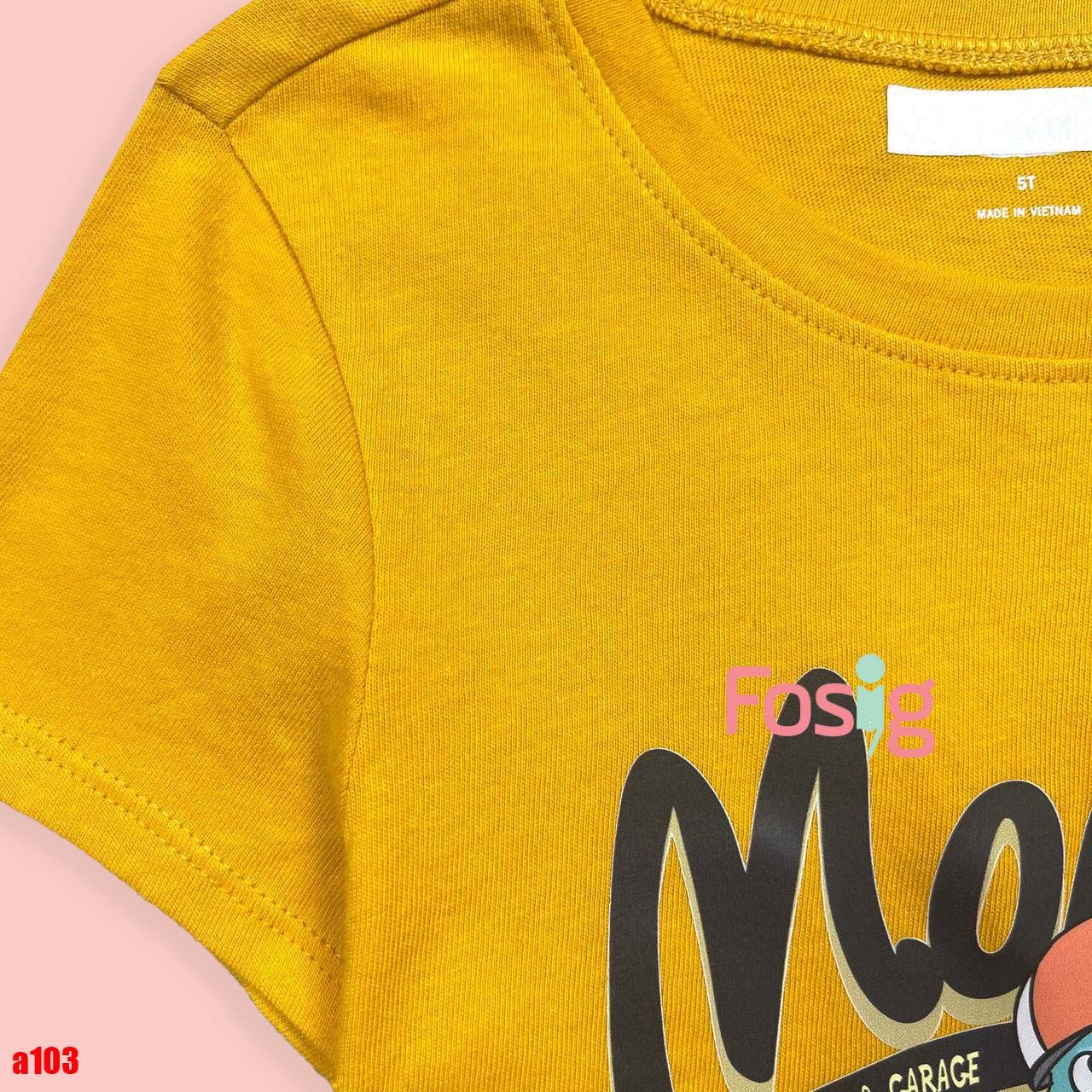 16-18kg 5T Áo thun mát nhẹ bé gái ON- Vàng chữ Monter A103