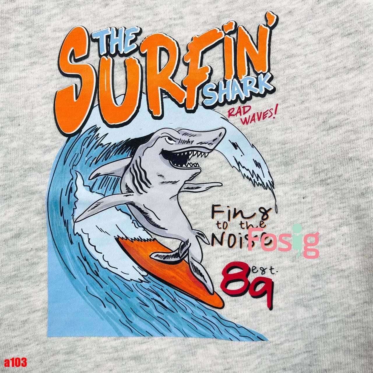 8-9kg 18M Áo thun mát nhẹ bé gái ON- Xám cá mâp Surfin A103