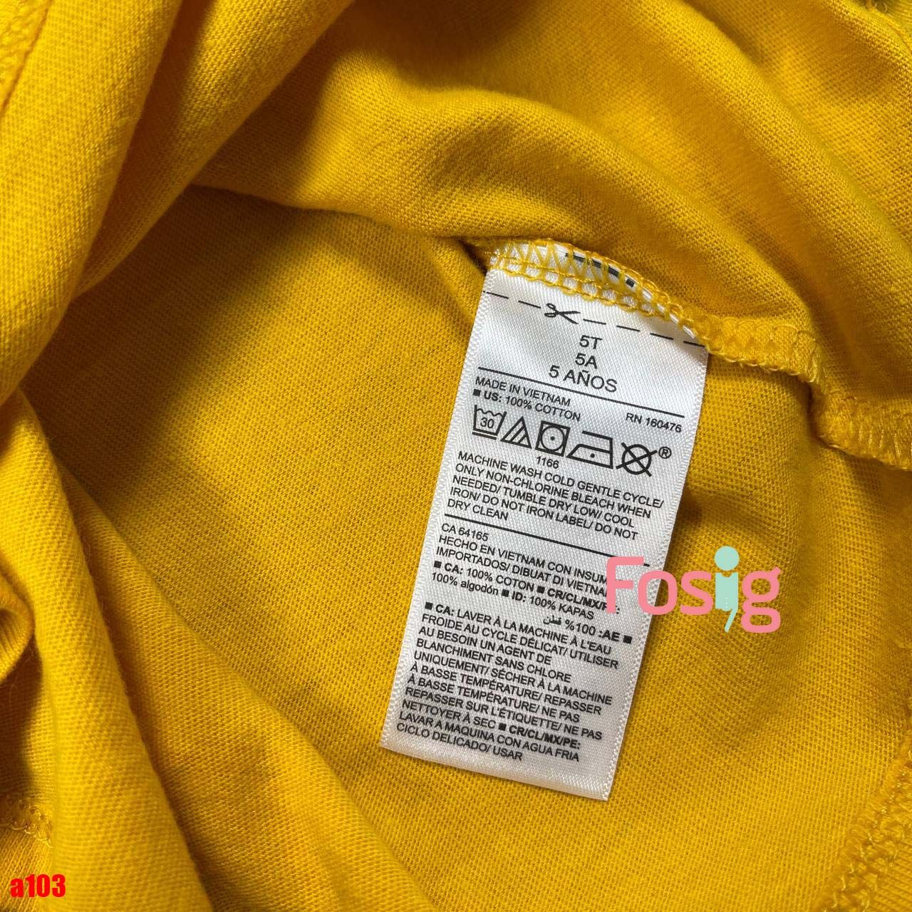16-18kg 5T Áo thun mát nhẹ bé gái ON- Vàng Speed YeahYeah A103