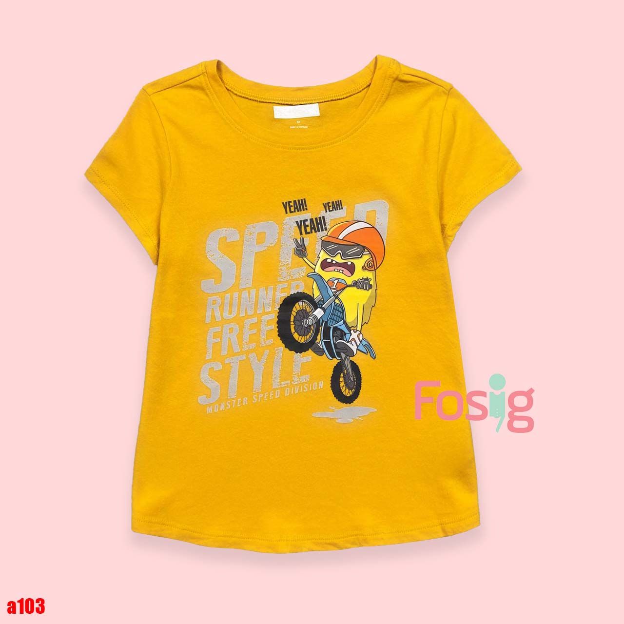 16-18kg 5T Áo thun mát nhẹ bé gái ON- Vàng Speed YeahYeah A103