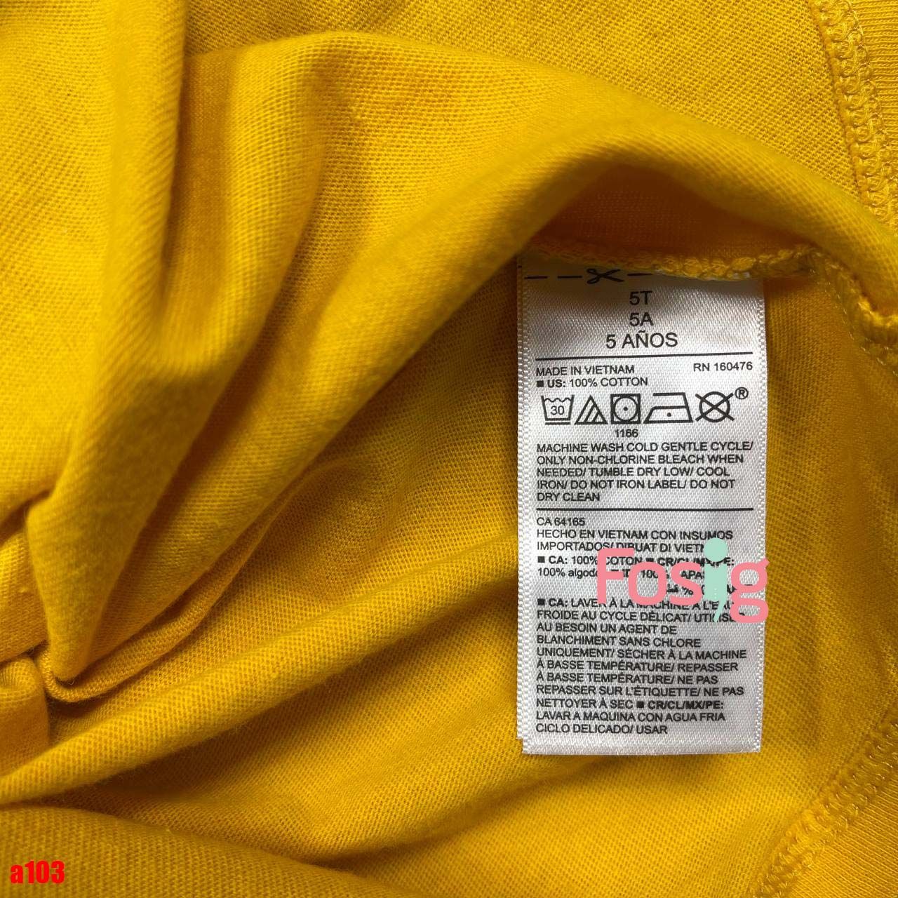 16-18kg 5T Áo thun mát nhẹ bé gái ON- Vàng cá sấu Skate A103