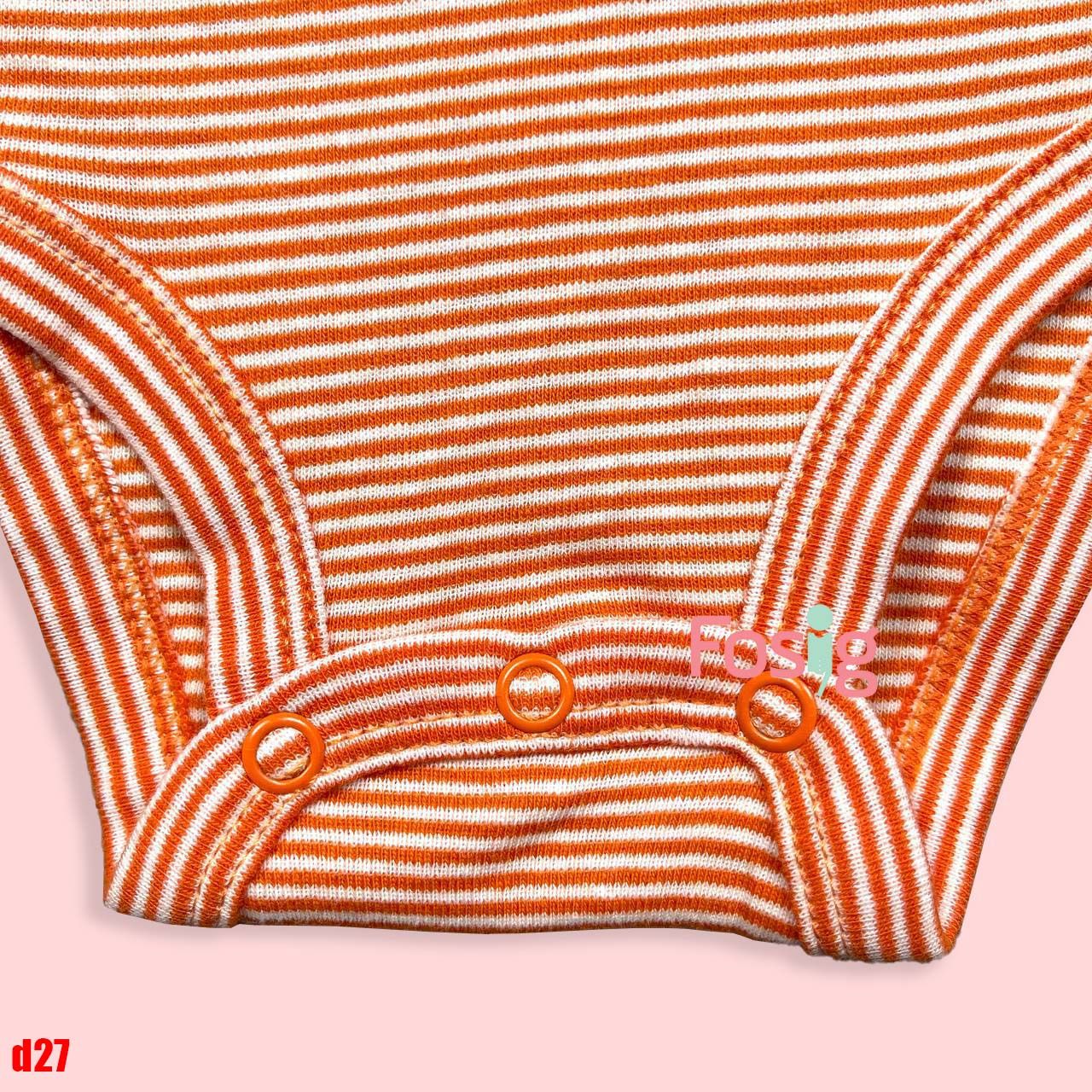 4-5,5kg; 7-7,5kg; 10-13kg 3M-24M Bodysuit Tay Ngắn Bé Trai Cter50- Sọc cam trắng D27