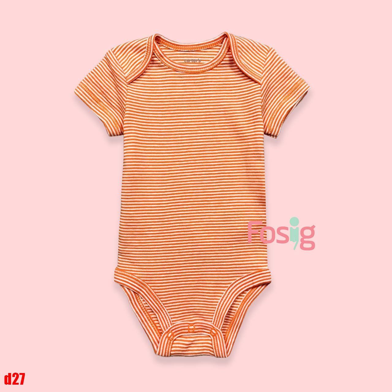 4-5,5kg; 7-7,5kg; 10-13kg 3M-24M Bodysuit Tay Ngắn Bé Trai Cter50- Sọc cam trắng D27