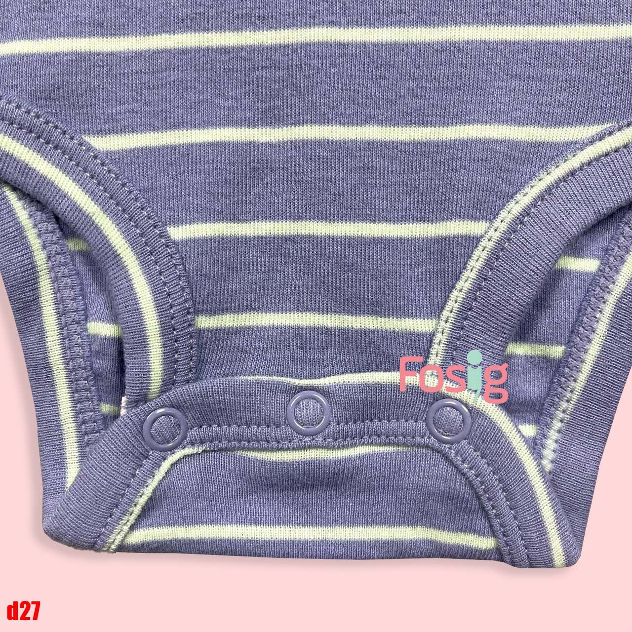 4-13kg; 3M-24M Bodysuit Tay Ngắn Bé Trai Cter50- Xanh xám sọc xanh D27