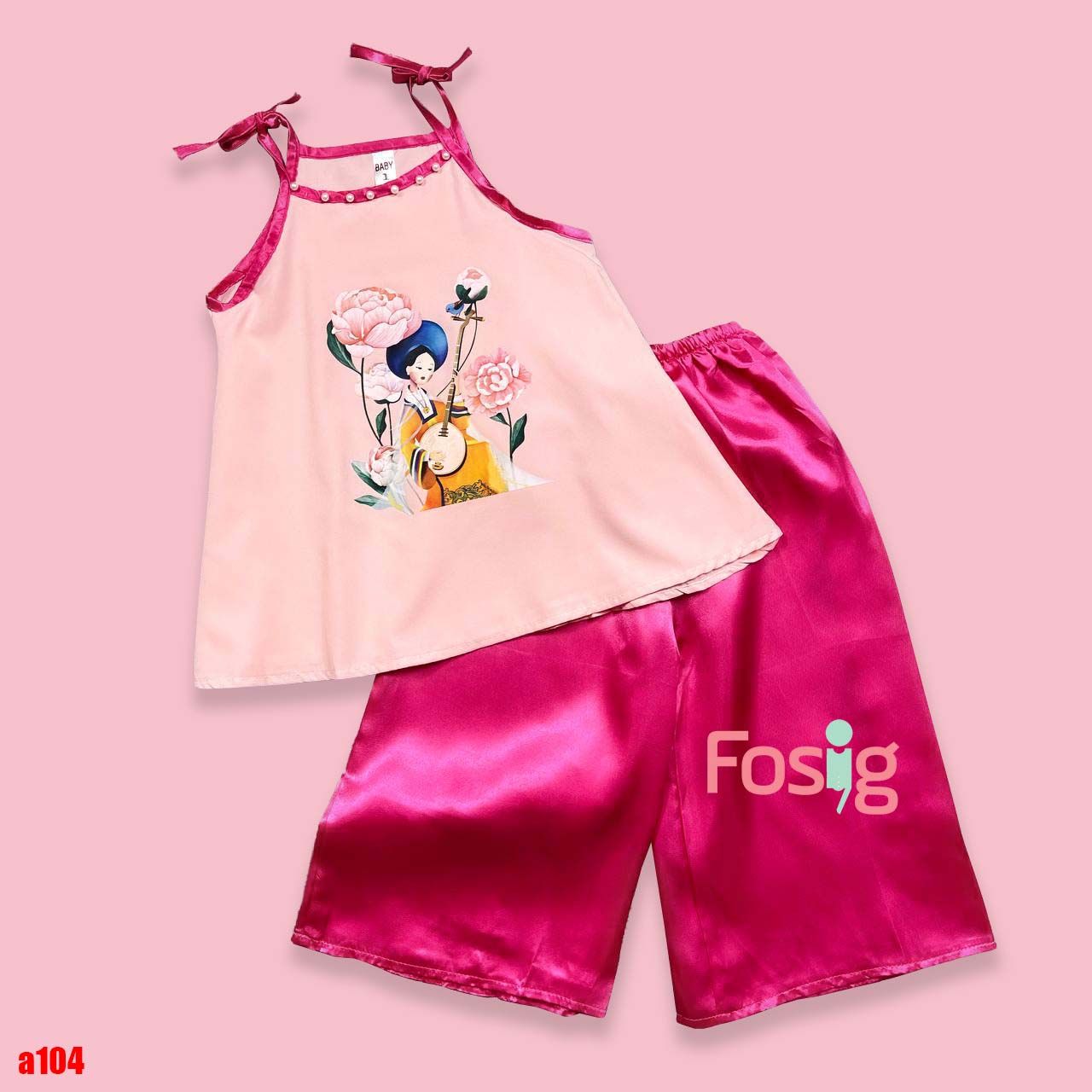 10-12kg; 18-22kg Set áo yếm lễ hội cho bé gái- Hồng A104