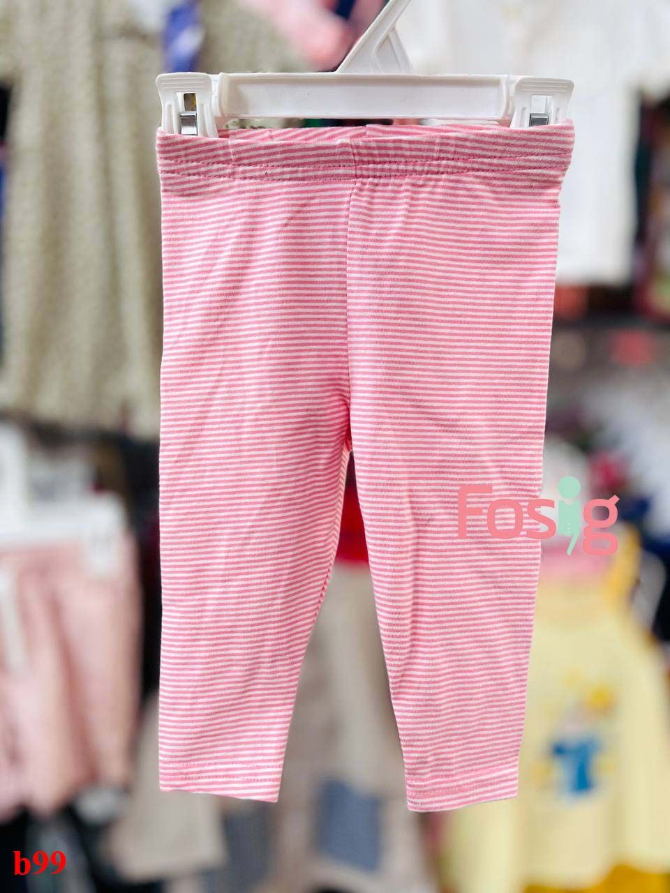 5-6kg Quần legging thun cotton- Sọc hồng trắng B99