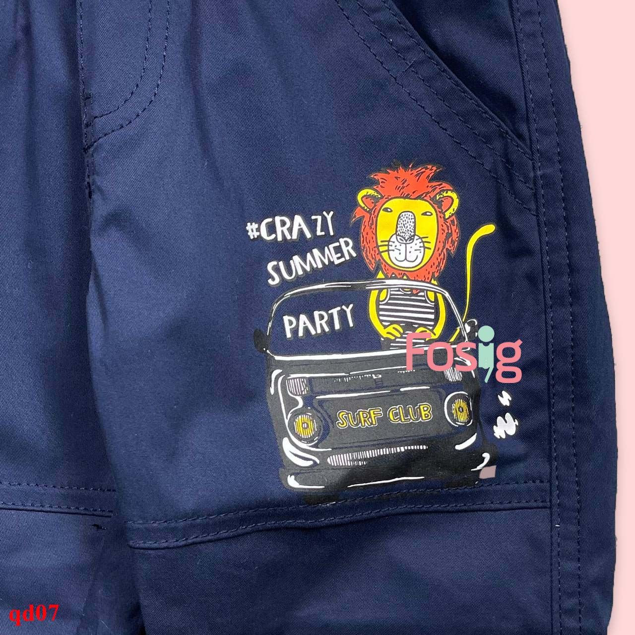 14-16kg; 3T-4T Quần dài kaki bé trai có dây rút- Navy đai cam QD07