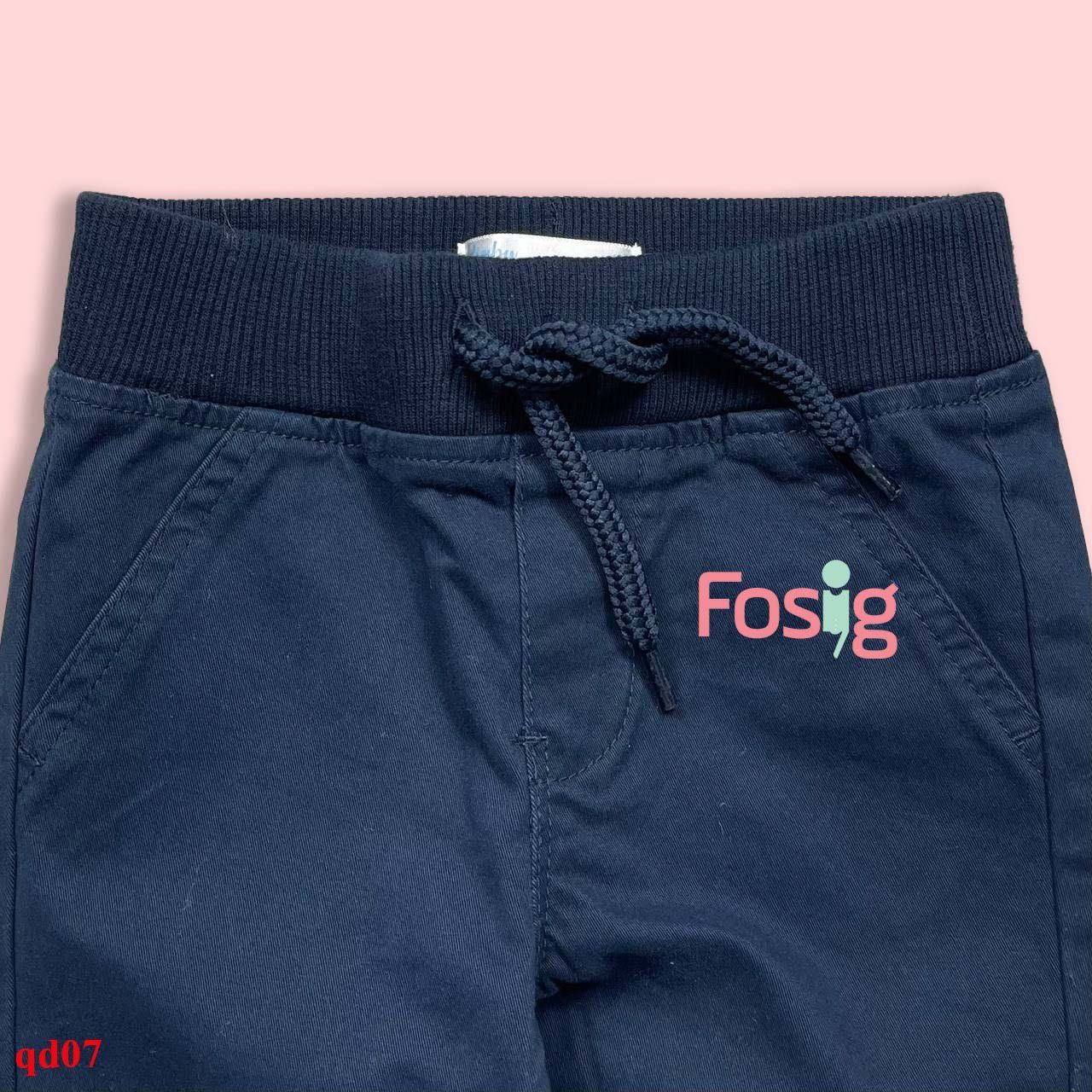 10-11kg; 12m Quần dài kaki bé trai có dây rút- Navy dây tròn giả QD07