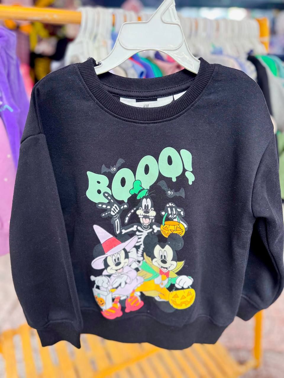 2T-10T Áo Sweater da cá cho bé- Đen halloween Booo A110