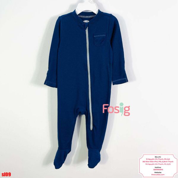  [6-9M] Sleepsuit Khóa Kéo Có Vớ ON Bé Trai - Navy Khóa Xám 