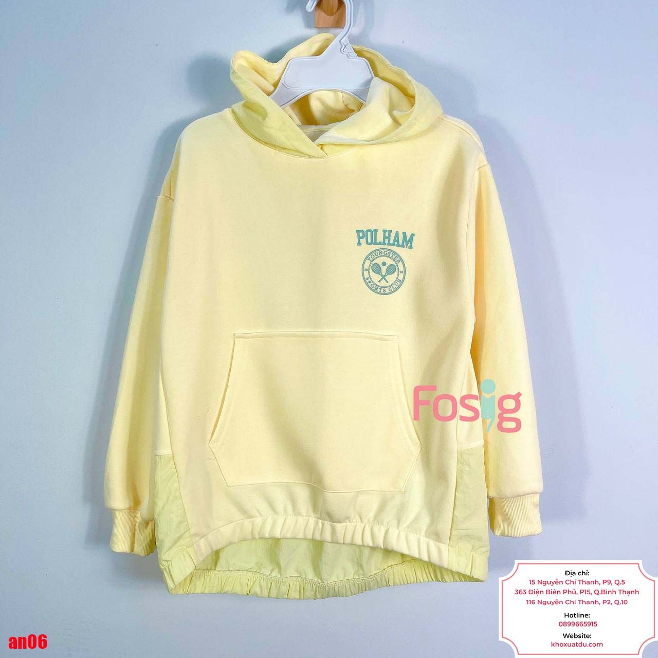  [27-33kg] Áo Hoodie Xuất Hàn Bé Unisex - Vàng Polham 