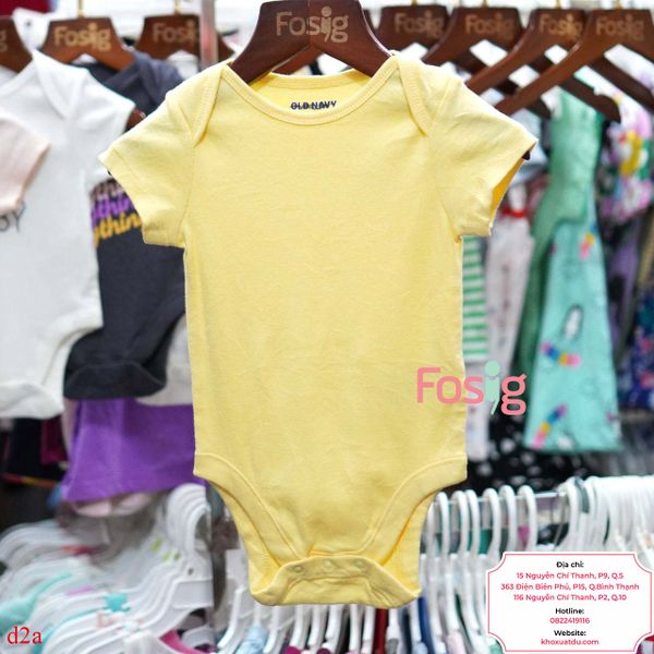  [6-12M] Bodysuit Tay Ngắn Bé Unisex ON - Vàng Nhạt Trơn 