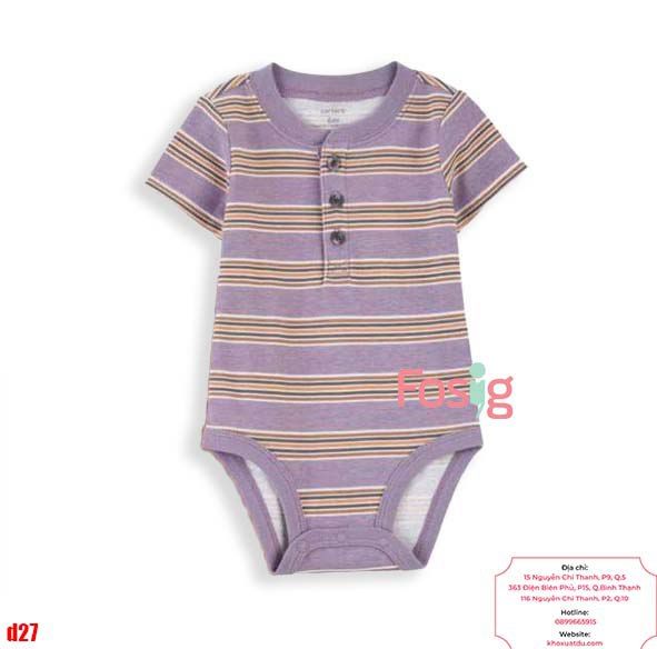  [0-3M ; 12-124M] Bodysuit Tay Ngắn Bé Trai Cter50 - Sọc Tím Cam 