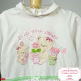  [1m] Sleepsuit Có Vớ Bé Gái - Trắng Gấu Hoa 