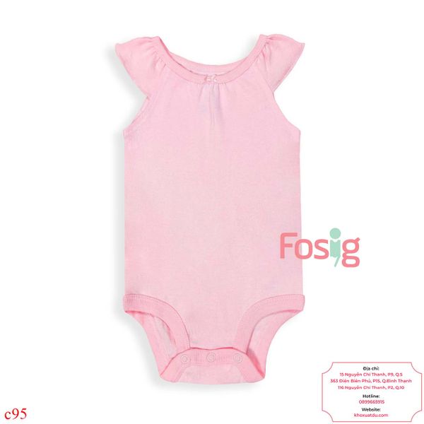  [6M ; 12-24M] Bodysuit Cánh Tiên Bé Gái Cter50 - Hồng Trắng Trơn 