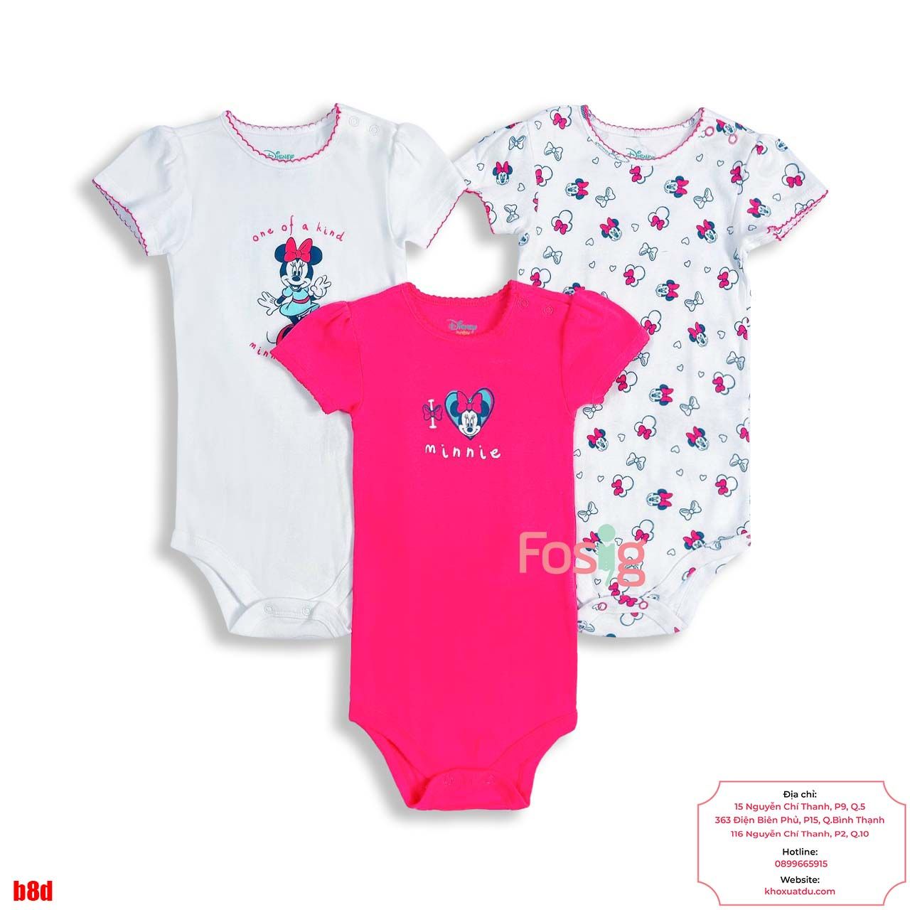  [12-15kg] Set 3 Bodysuit Tay Ngắn Bé Gái DN - Disney 