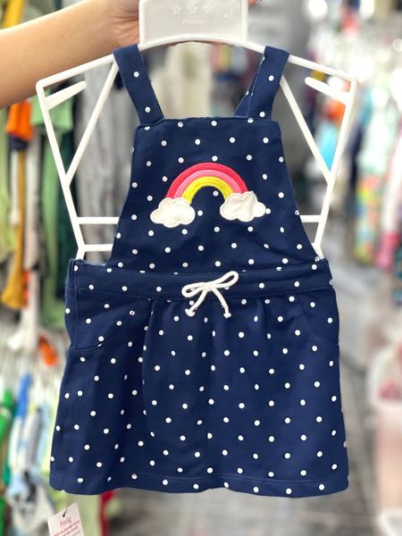  [3-6m] Yếm Đầm Bé Gái Cter  - Navy Chấm Trắng 