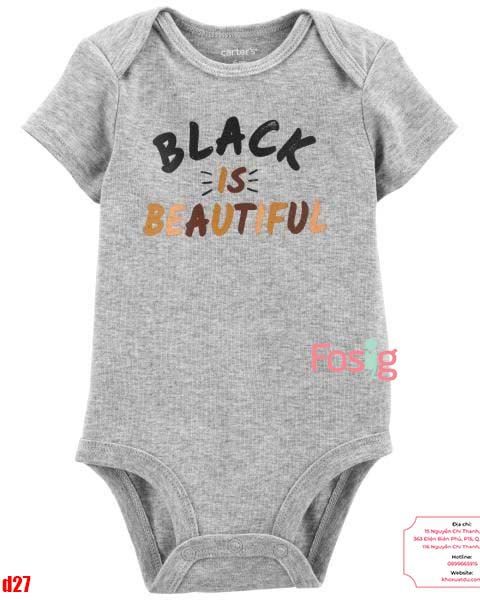  [0-24m] Bodysuit Tay Ngắn Bé Trai Cter50 - Xám Black 