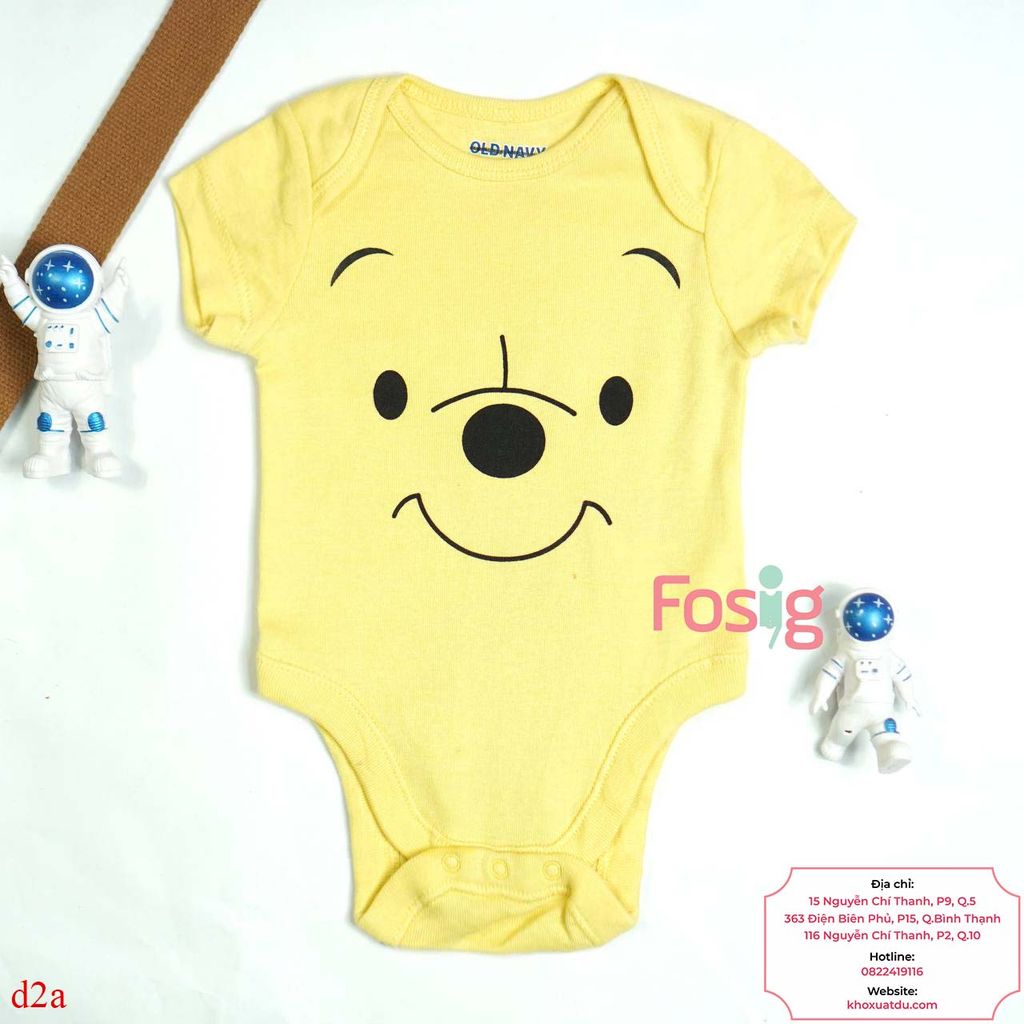  [0-3M ; 12-18M] Bodysuit Tay Ngắn Bé Trai ON - Vàng Gấu Pooh 