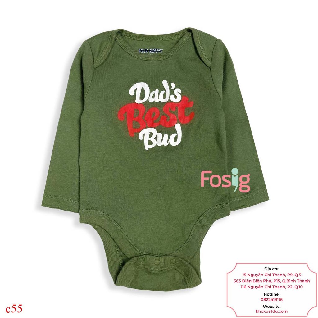  [3-12M] Bodysuit Tay Dài Bé Trai ON - Xanh Rêu Nhạt Best 