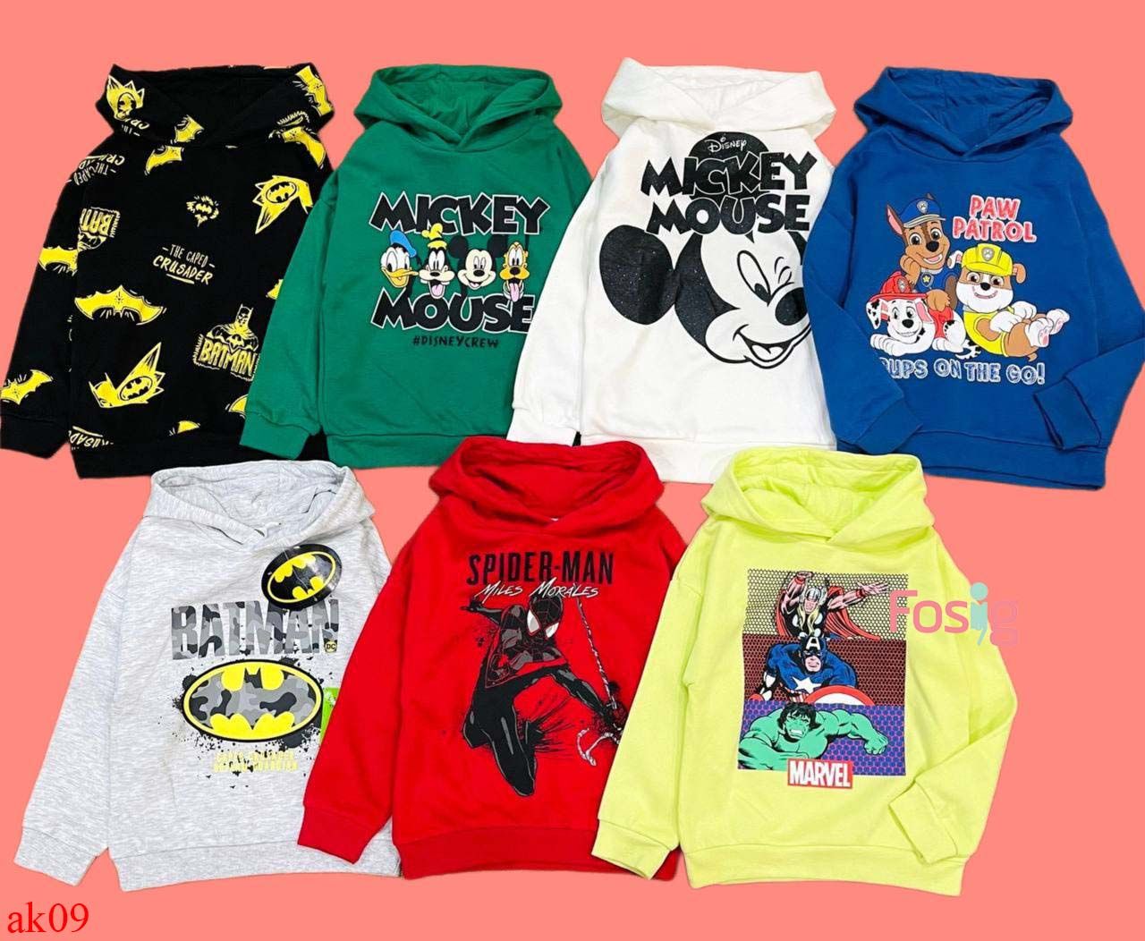  [18-19kg] Áo Hoodie Nỉ PM Bé Trai - Xanh Lá Mickey 