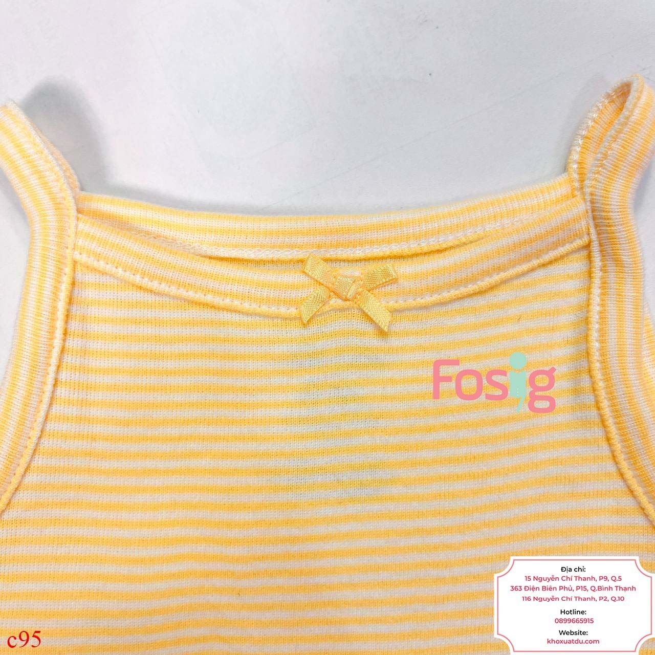  [0-3m] Bodysuit 2 Dây Bé Gái Cter50 - Sọc Vàng 2D 