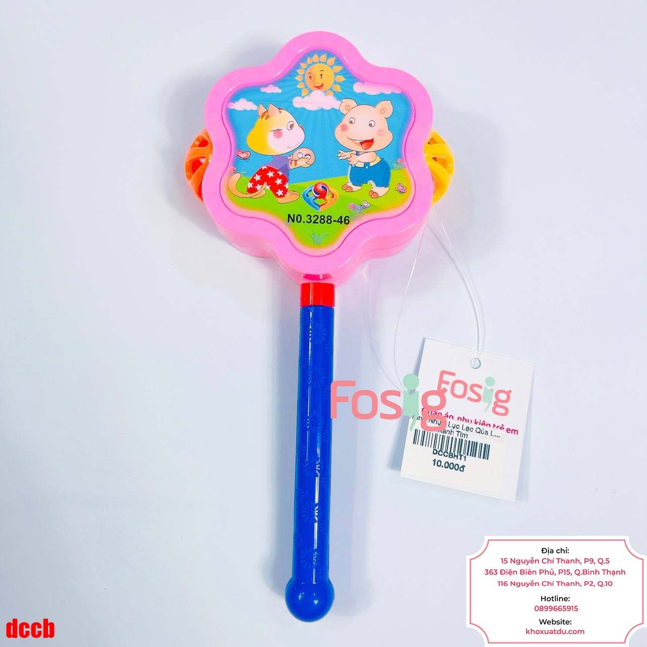 Trống Nhựa Lục Lạc Qủa Lắc - Hồng Tím