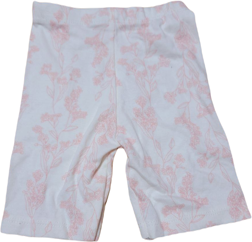 Quần Short Thun Bé Gái - Trắng Hoa Lá Hồng