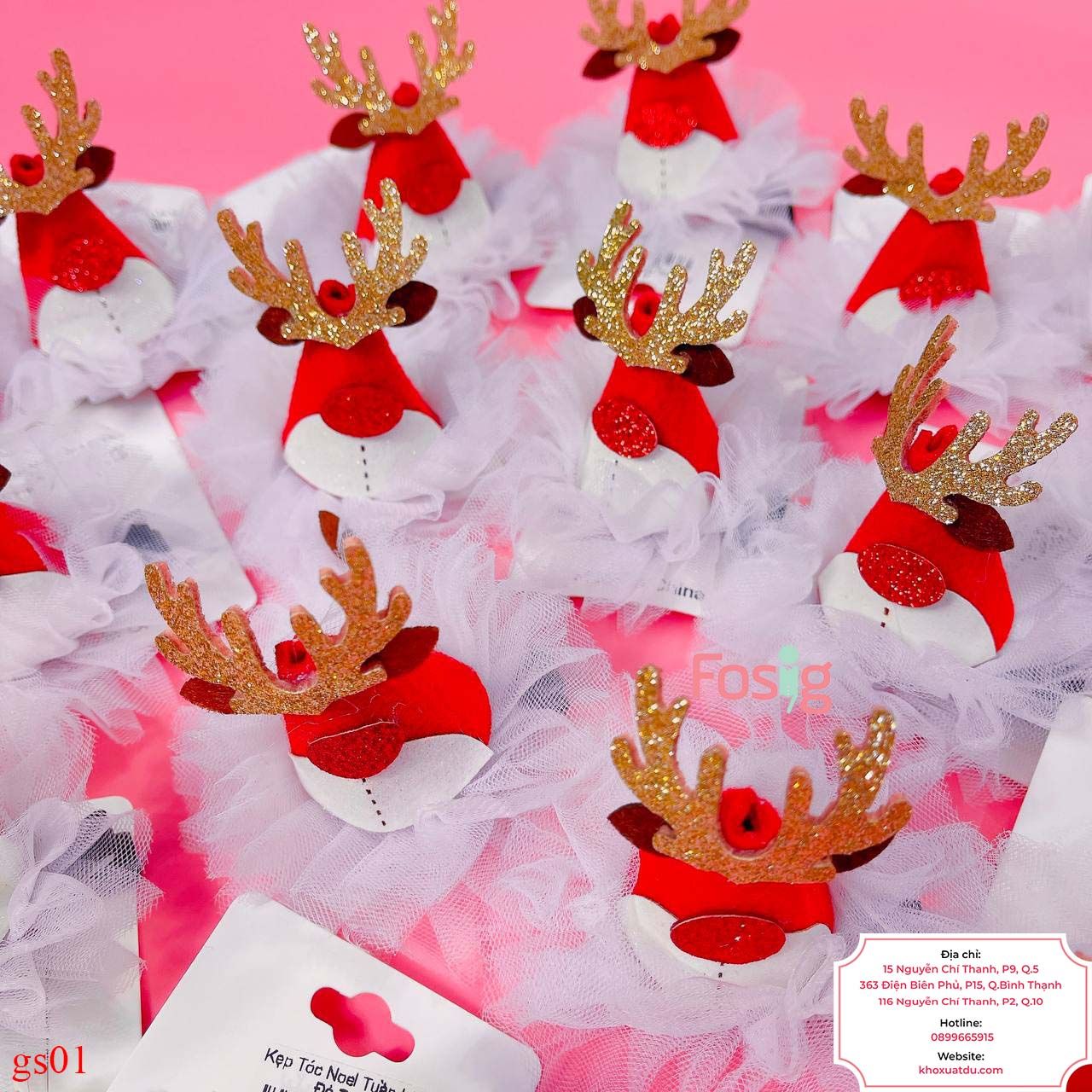 Kẹp Tóc Noel Tuần Lộc Bé Gái - Đỏ Tuần Lộc