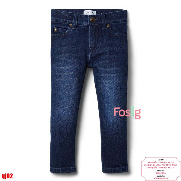  [8-10kg; 13-14kg] Quần Dài Jean Cài Cúc Bé Trai - Xanh Jean Đậm 