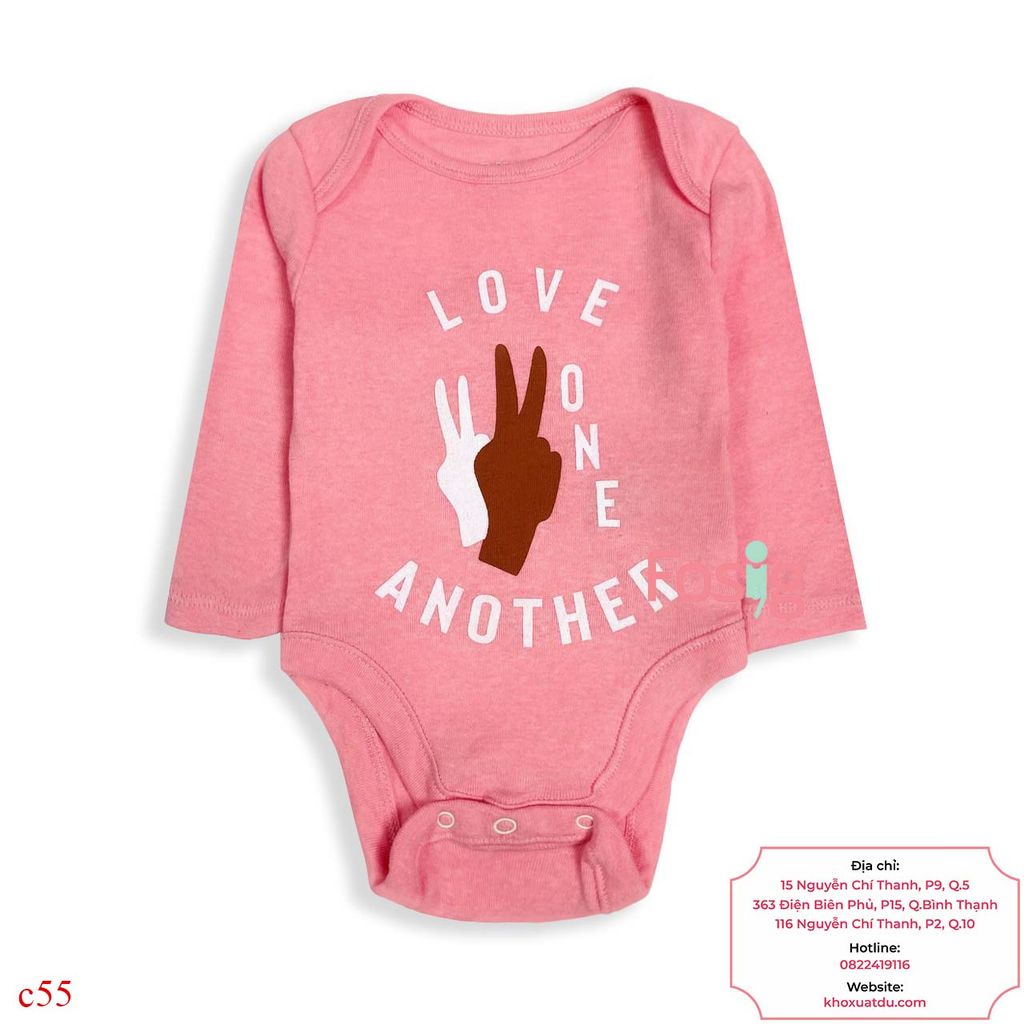  [0-3M ; 12-24M] Bodysuit Tay Dài Bé Gái ON - Hồng Love One 