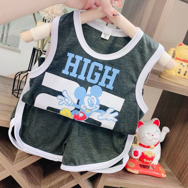  [8-9kg; 12-13kg] Set Đồ Bộ Ngắn 3 Lỗ Bé Trai - Đen Mickey 