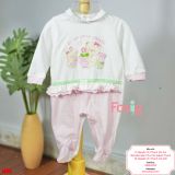  [1m] Sleepsuit Có Vớ Bé Gái - Trắng Gấu Hoa 