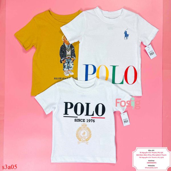  [9-15kg] Set 3 Áo Thun Tay Ngắn Polo Bé Trai - Combo màu ngẫu nhiên 