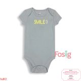  [0-3m, 9-12m] Bodysuit Tay Ngắn Bé Trai OD - Xám Smile 