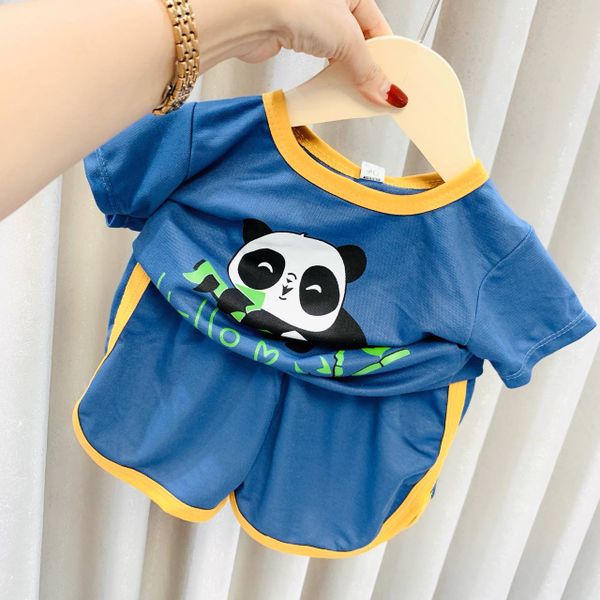  [8-13kg; 16-17kg] Set Đồ Bộ Ngắn Bé Trai - Navy Gấu Trúc 