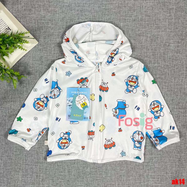  9kg - 18kg Áo Khoác Gió Mỏng Bé Unisex - Trắng Hoa Doraemon 