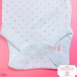  [0-1m ; 14-16kg] Bodysuit Tay Ngắn Bé Gái - Trắng Tim Hồng Nhỏ 