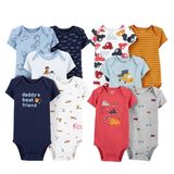  [0-3M 4-5.5kg] Combo 10 Bodysuit Tay Ngắn Bé Trai Cter - Hàng tuyển chọn Màu ngẫu nhiên 