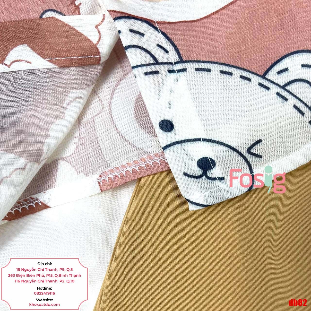 7-8kg; 9-10kg; 13-21kg Set Đồ Bộ Ngắn Sơ Mi Kate Bé Trai - Nâu Gấu