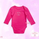  [3-6m ; 12-18m] Bodysuit Tay Dài Bé Gái Geo - Hồng Đậm Love 