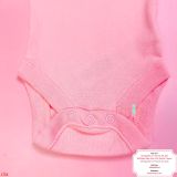  [0-3m, 12m-36m] Bodysuit Tay Ngắn Bé Gái - Hồng Nhạt Trơn 