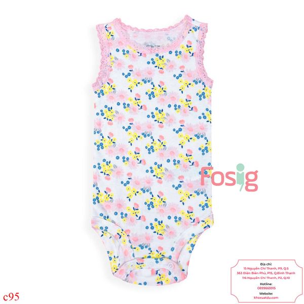  3m Bodysuit Cánh Tiên Bé Gái Cter50 - Trắng Hoa Hồng Vàng 