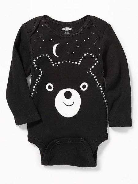  [0-24m Bodysuit Tay Dài Bé Trai ON - Đen Gấu Sao 