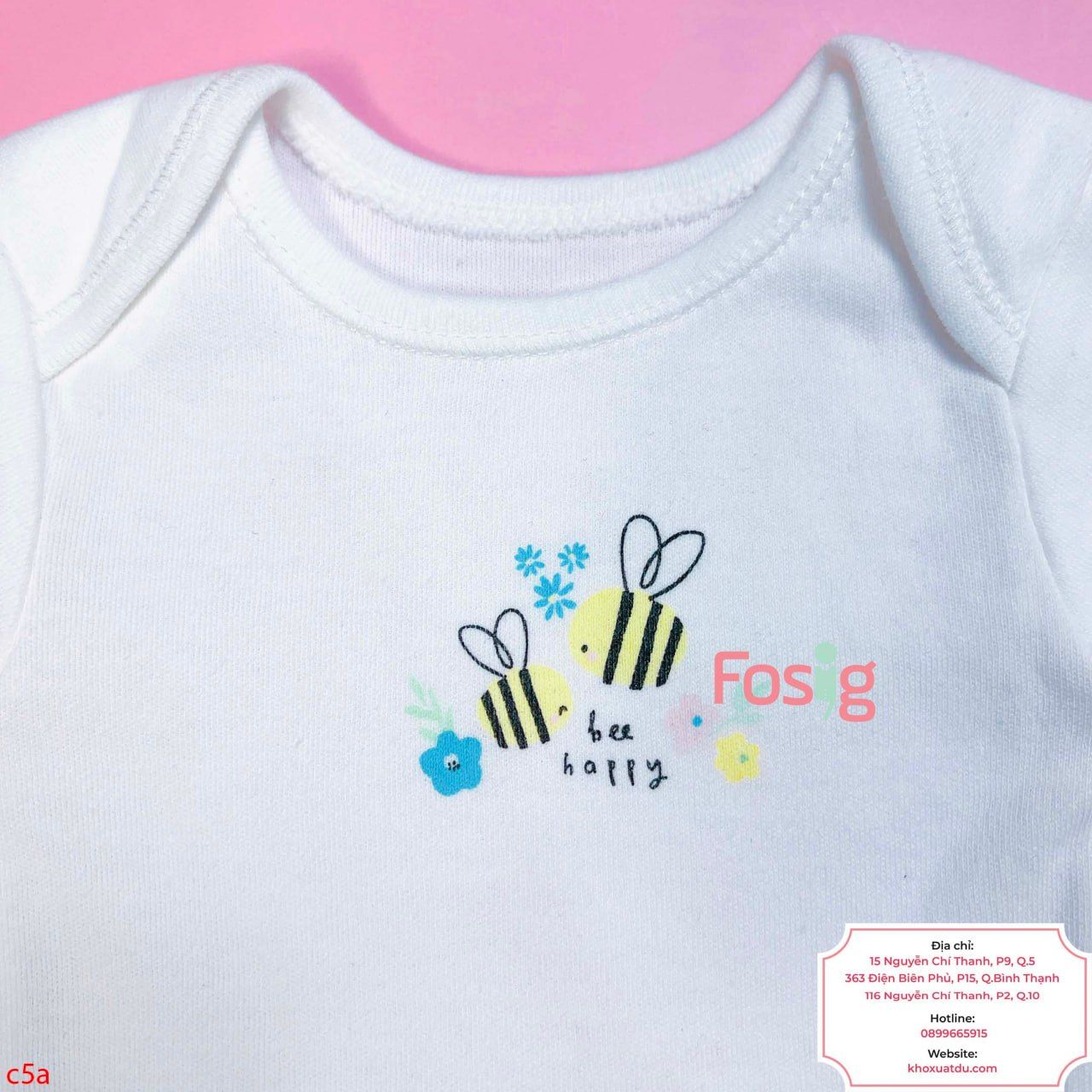  [0-3m ; 9-12m ;24m-36m ] Bodysuit Tay Ngắn Bé Gái - Trắng Hoa Ong 