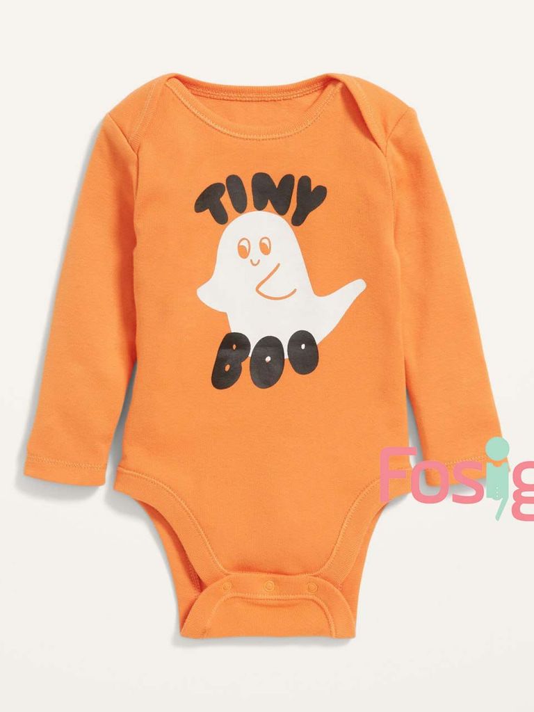  [3-6M ; 12-24M] Bodysuit Tay Dài Bé Trai ON - Cam Nhạt Tiny Boo 