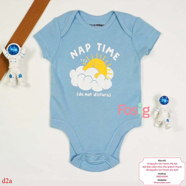  [0-24m] Bodysuit Tay Ngắn Bé Trai ON - Xanh Trời Nap Time 