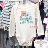  [6-18M] Bodysuit Tay Dài Bé Trai ON - Kem Gấu Baby Bear 