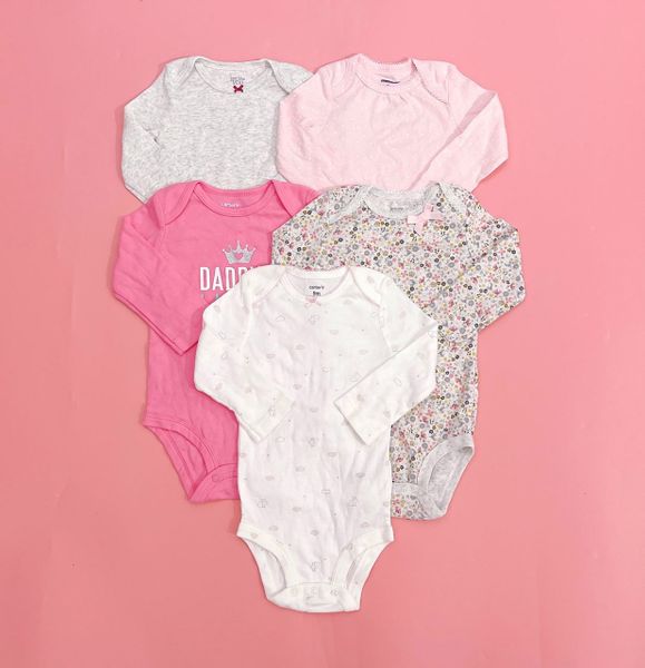  [9M 7-7.5kg] Combo 5 Bodysuit Tay Dài Bé Gái Cter - Hàng tuyển chọn Màu ngẫu nhiên 