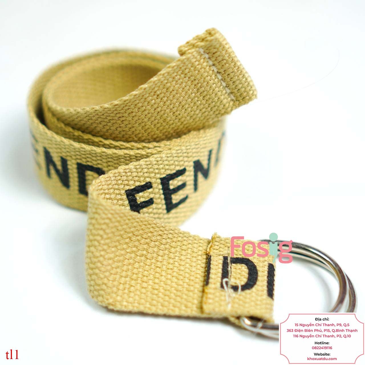Thắt lưng vải cho bé trai- Nâu nhạt Fendi